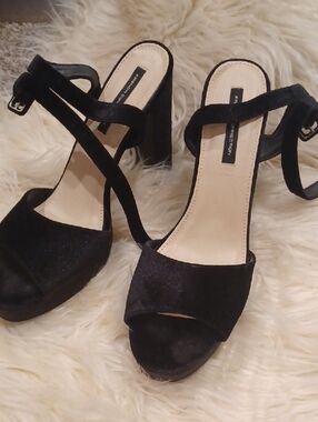 Black Suede Block Heel Sandals